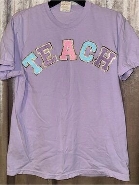Lavender 'TEACH' Short Sleeve Tee